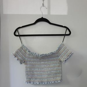 Forever 21 Denim Scrunchy Crop Top